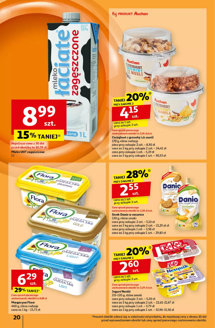 Gazetka promocyjna Auchan - Pewność Niskich Cen Hipermarket - ważna 17.10 do 23.10.2024 - strona 22 - produkty: Danio, Flora, Gra, Jogurt, Margaryna, Mus, Ser, Serek, Serek homogenizowany