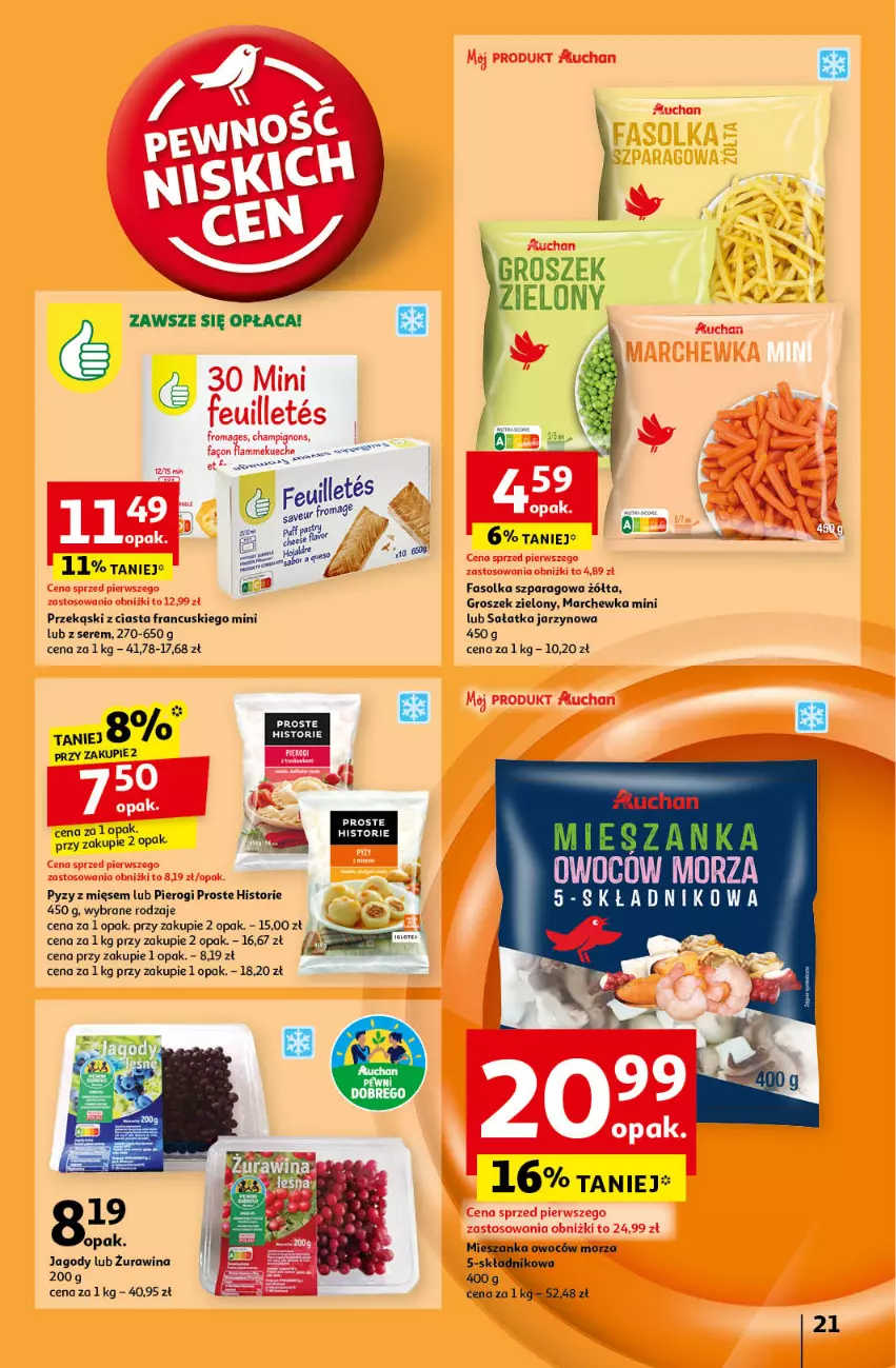 Gazetka promocyjna Auchan - Pewność Niskich Cen Hipermarket - ważna 17.10 do 23.10.2024 - strona 23 - produkty: Fa, Groszek, Jagody, Marchewka, Pierogi, Sałat, Sałatka, Ser