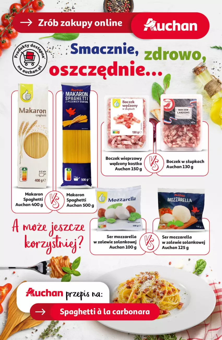 Gazetka promocyjna Auchan - Pewność Niskich Cen Hipermarket - ważna 17.10 do 23.10.2024 - strona 39 - produkty: Boczek, Boczek wieprzowy, Fa, Makaron, Mozzarella, Ser, Solan, Spaghetti