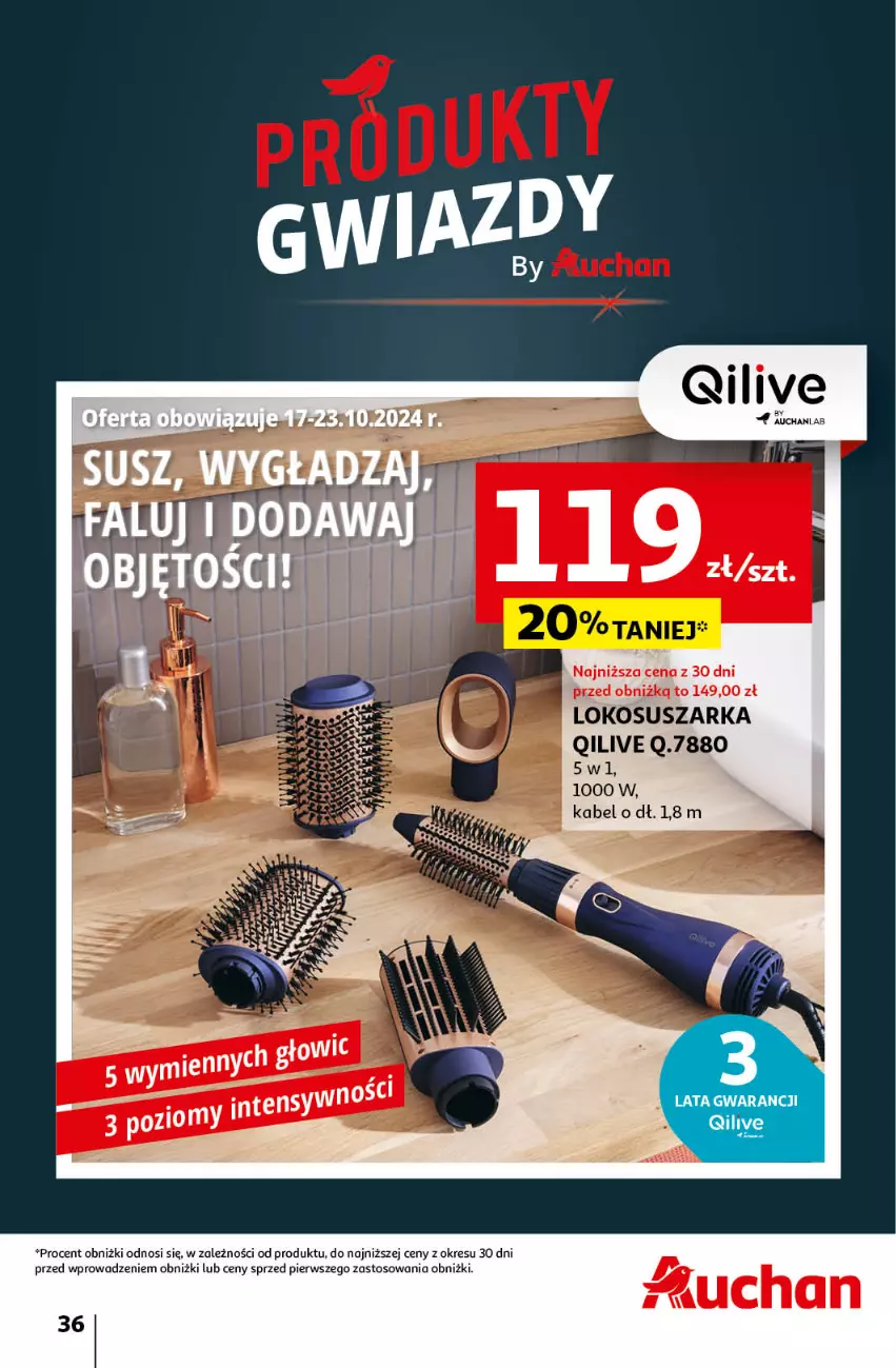 Gazetka promocyjna Auchan - Pewność Niskich Cen Hipermarket - ważna 17.10 do 23.10.2024 - strona 44 - produkty: Suszarka