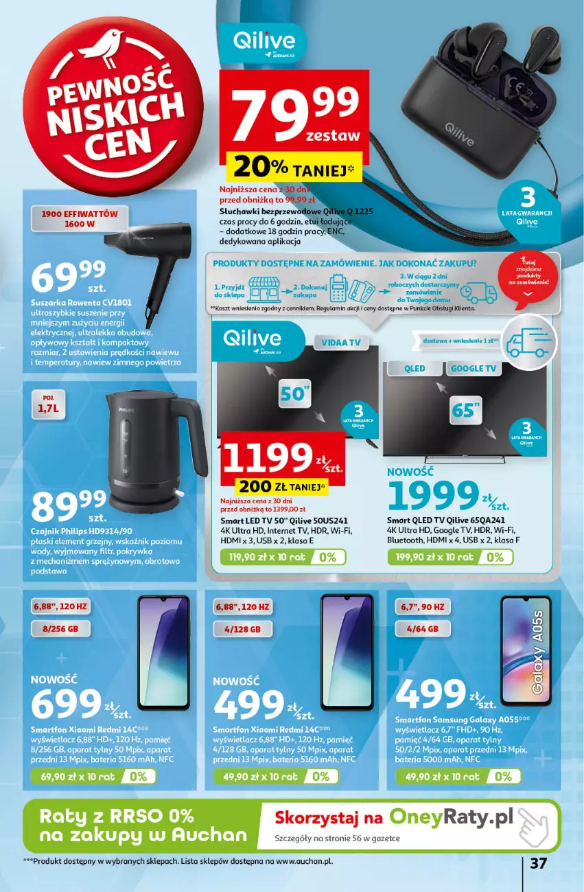 Gazetka promocyjna Auchan - Pewność Niskich Cen Hipermarket - ważna 17.10 do 23.10.2024 - strona 45 - produkty: Kosz, LED TV, Słuchawki, Słuchawki bezprzewodowe