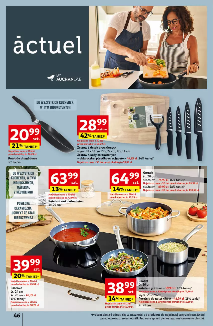 Gazetka promocyjna Auchan - Pewność Niskich Cen Hipermarket - ważna 17.10 do 23.10.2024 - strona 54 - produkty: Grill, Noż, Obieraczka, Patelnia, Patelnia grillowa, Rondel, Uchwyty