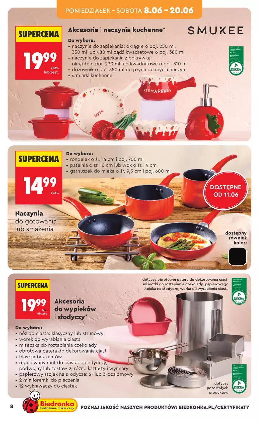 Gazetka promocyjna Biedronka - Okazje Tygodnia - ważna 06.06 do 20.06.2026 - strona 10 - produkty: Do mycia naczyń, Dozownik, Foremki, Garnuszek, Miseczka, Orka, Papier, Patelnia, Piec, Rondel, Stek, Stojak, Tera