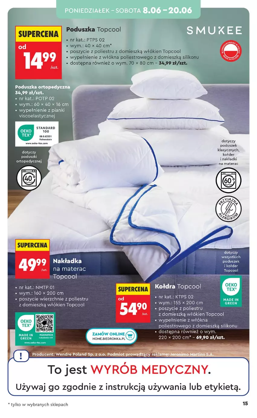 Gazetka promocyjna Biedronka - Okazje Tygodnia - ważna 06.06 do 20.06.2026 - strona 17 - produkty: Kołdra, Materac, Poduszka, Sos, Tera, Top