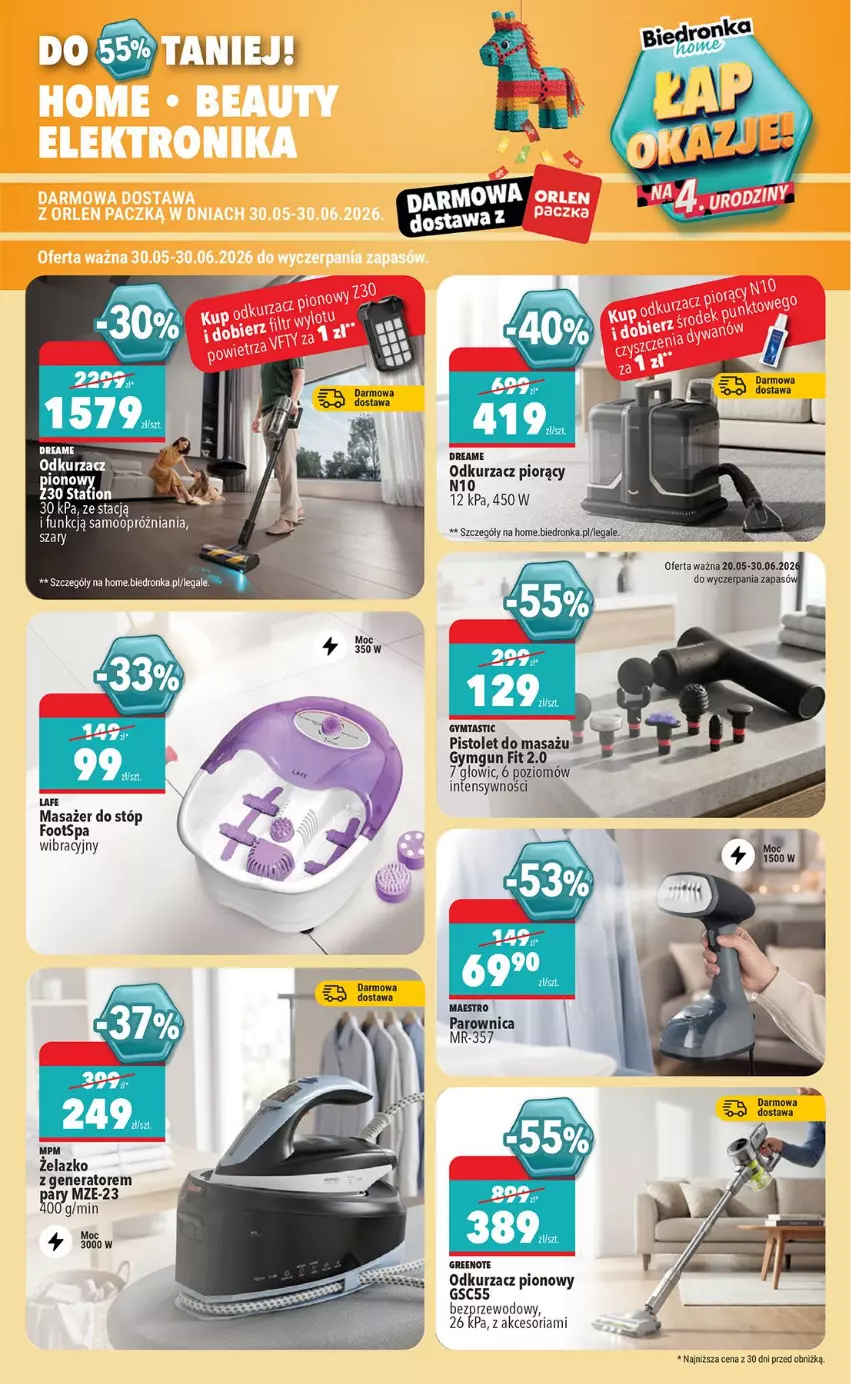 Gazetka promocyjna Biedronka - Okazje Tygodnia - ważna 06.06 do 20.06.2026 - strona 45 - produkty: Fa, Masażer, Odkurzacz, Parownica, Pistolet