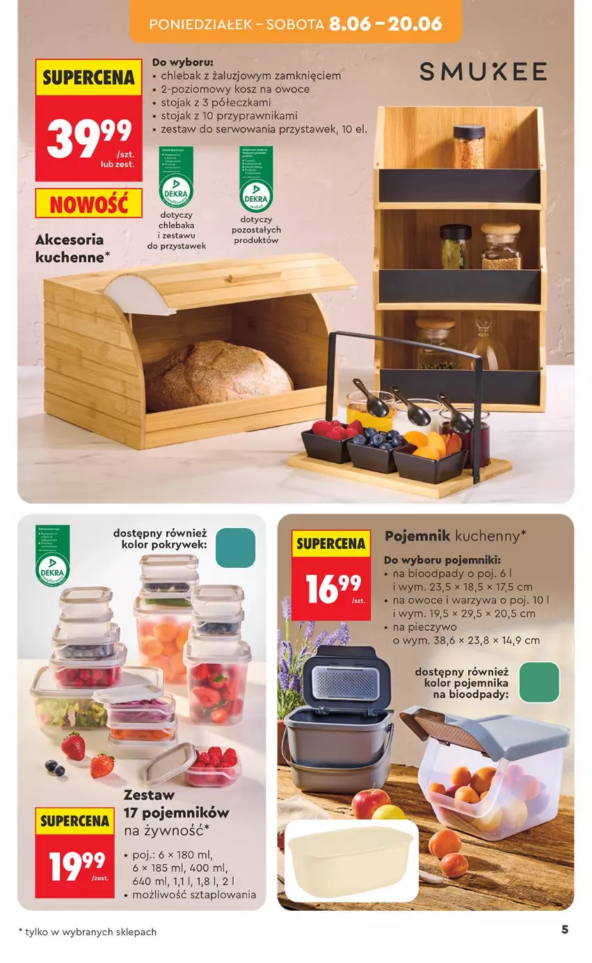 Gazetka promocyjna Biedronka - Okazje Tygodnia - ważna 06.06 do 20.06.2026 - strona 7 - produkty: Chleb, Chlebak, Kosz, Owoce, Piec, Pieczywo, Pojemnik, Ser, Stojak, Warzywa