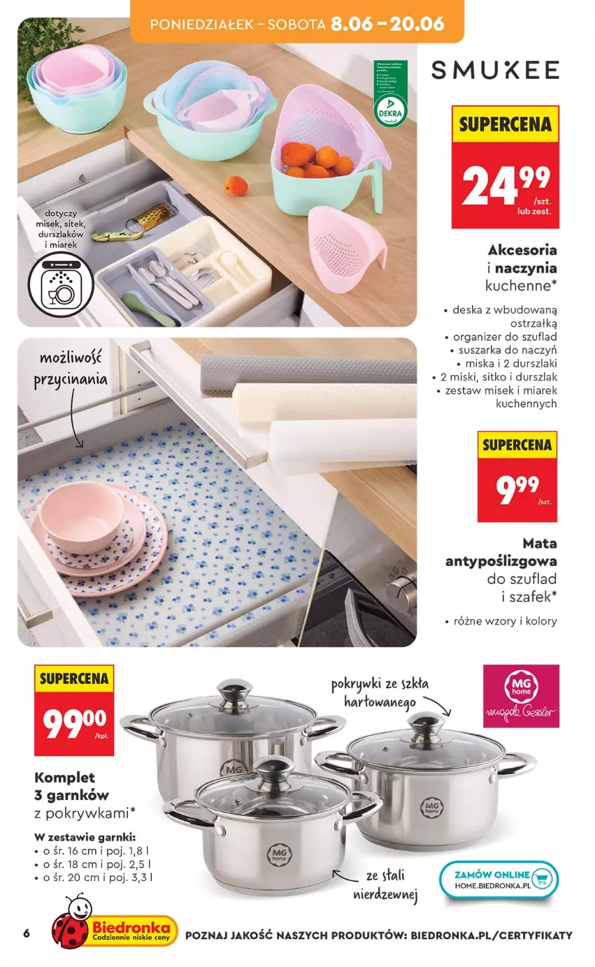 Gazetka promocyjna Biedronka - Okazje Tygodnia - ważna 06.06 do 20.06.2026 - strona 8 - produkty: Durszlak, Miska, Organizer, Sitko, Suszarka, Suszarka do naczyń