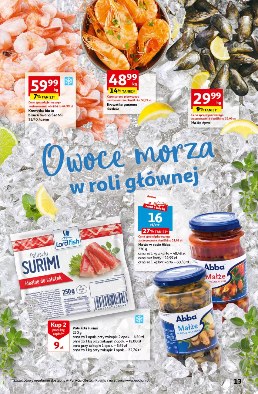 Gazetka promocyjna Auchan - Gazetka Z miłości do okazji Hipermarket Auchan - ważna 08.02 do 14.02.2024 - strona 13 - produkty: Małże, Sos, Surimi