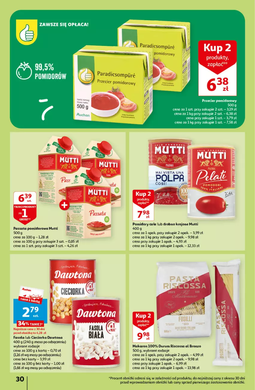 Gazetka promocyjna Auchan - Gazetka Z miłości do okazji Hipermarket Auchan - ważna 08.02 do 14.02.2024 - strona 30 - produkty: Cieciorka, Dawtona, Fa, Fasola, Koc, Makaron, Orka, Pomidory, Rum