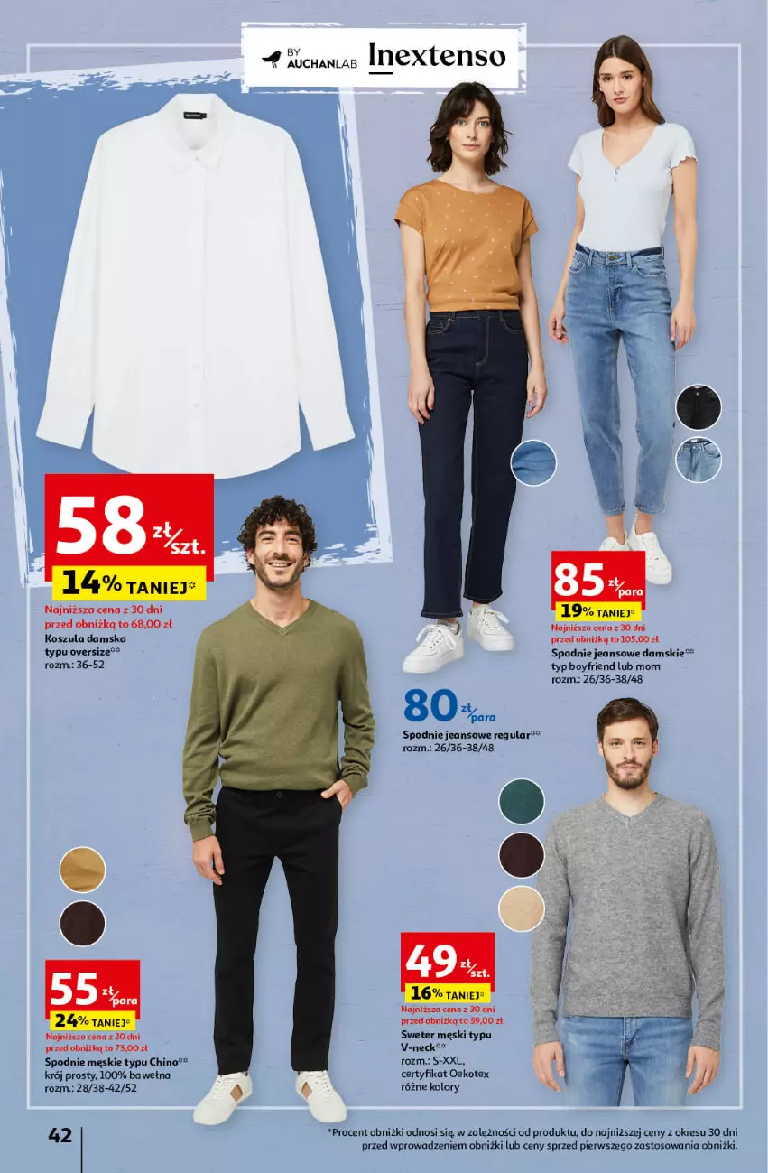 Gazetka promocyjna Auchan - Gazetka Z miłości do okazji Hipermarket Auchan - ważna 08.02 do 14.02.2024 - strona 42 - produkty: Kosz, Koszula, Spodnie, Spodnie jeans, Sweter, Wełna