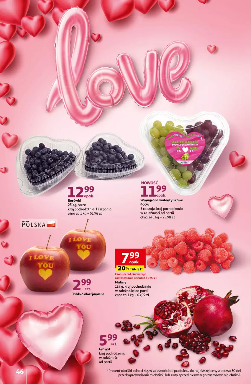 Gazetka promocyjna Auchan - Gazetka Z miłości do okazji Hipermarket Auchan - ważna 08.02 do 14.02.2024 - strona 46 - produkty: Gra, Granat, Maliny, Ser, Wino, Winogrona