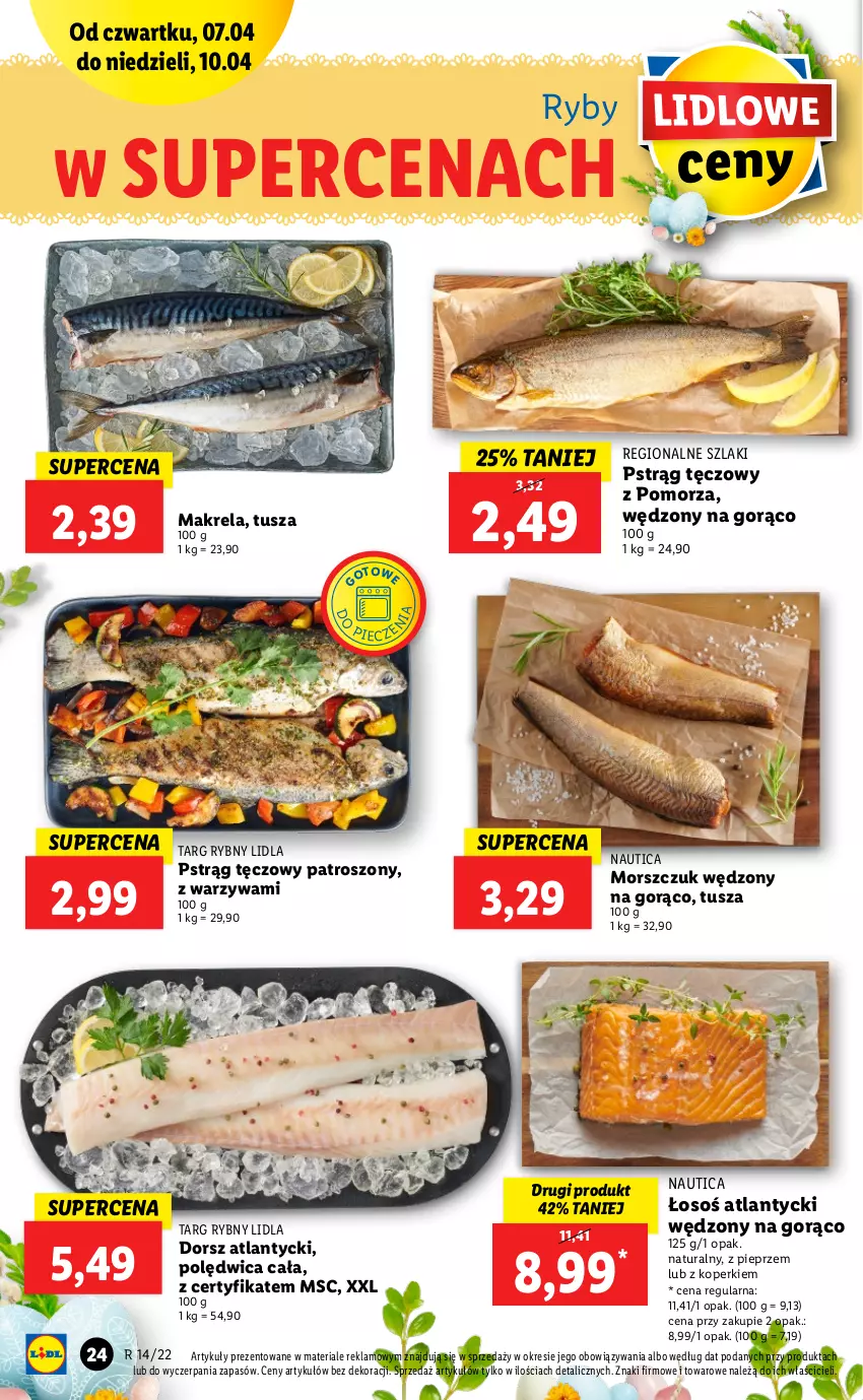 Gazetka promocyjna Lidl - GAZETKA - ważna 07.04 do 10.04.2022 - strona 24 - produkty: Dorsz, Piec, Pieprz, Polędwica, Pstrąg, Pstrąg tęczowy, Tusz, Warzywa