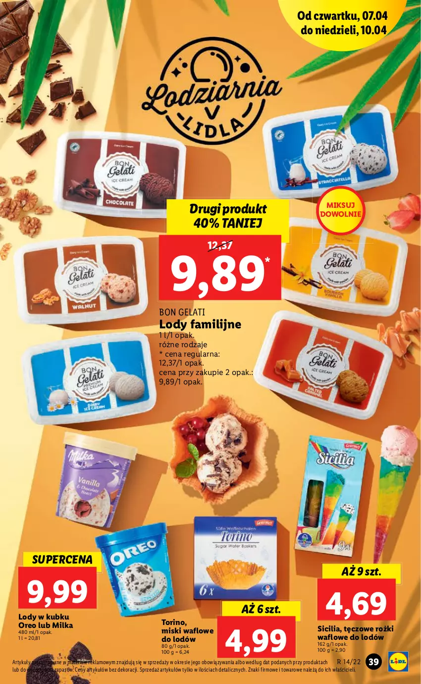 Gazetka promocyjna Lidl - GAZETKA - ważna 07.04 do 10.04.2022 - strona 39 - produkty: Fa, Lody, Milka, Oreo