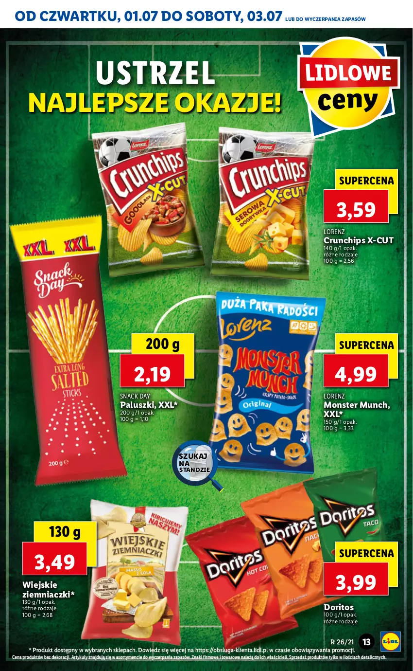 Gazetka promocyjna Lidl - GAZETKA - ważna 01.07 do 03.07.2021 - strona 13 - produkty: Crunchips, Lorenz, Monster Munch