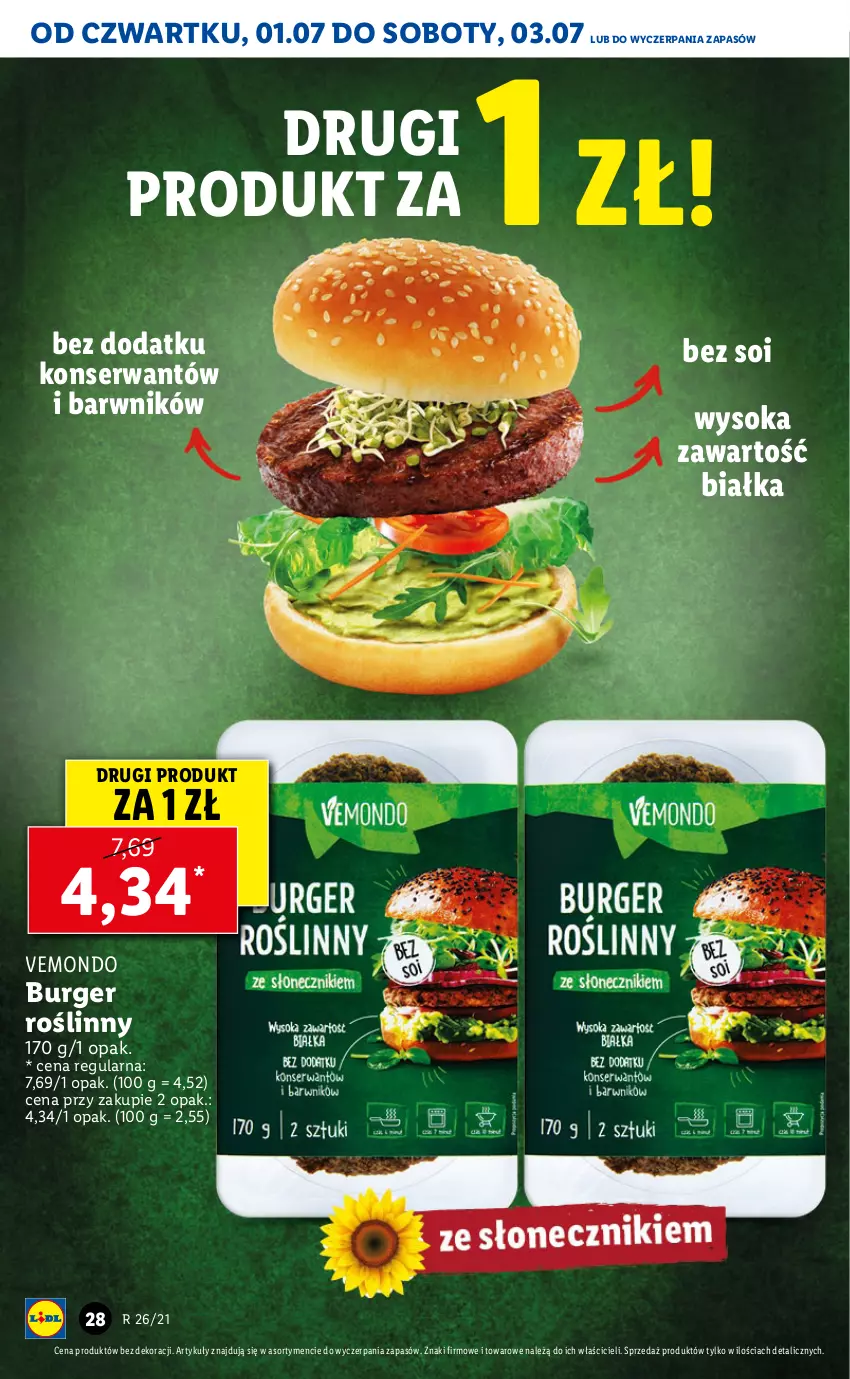 Gazetka promocyjna Lidl - GAZETKA - ważna 01.07 do 03.07.2021 - strona 28 - produkty: Burger, Ser, Sok