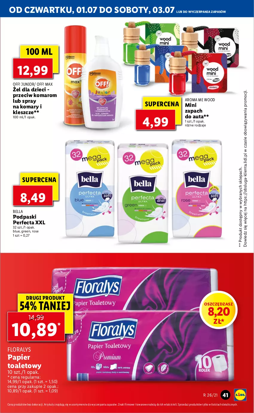 Gazetka promocyjna Lidl - GAZETKA - ważna 01.07 do 03.07.2021 - strona 41 - produkty: Bell, Bella, Dzieci, Flora, Papier, Papier toaletowy, Perfecta, Podpaski