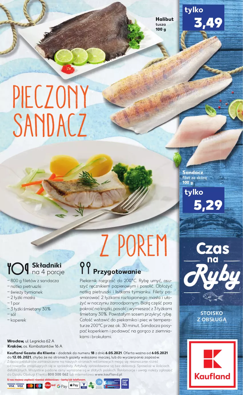 Gazetka promocyjna Kaufland - RYBY - ważna 06.05 do 12.05.2021 - strona 2 - produkty: Halibut, Natka pietruszki, Papier, Piec, Piekarnik, Por, Ręcznik, Sandacz, Sandacz filet, Sól, Sos, Top, Tusz, Wagi