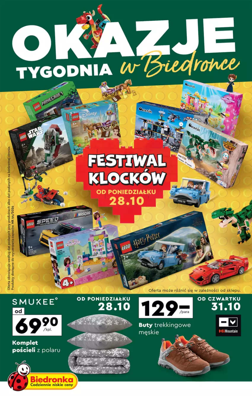 Gazetka promocyjna Biedronka - Okazje tygodnia Festiwal Klocków - ważna 28.10 do 09.11.2024 - strona 1 - produkty: Buty, Komplet pościeli, Pościel