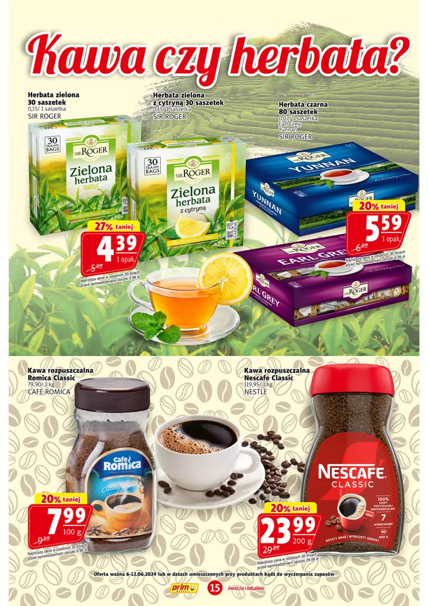 Gazetka promocyjna Prim Market - ważna 06.06 do 12.06.2024 - strona 15 - produkty: Herbata, Kawa, Kawa rozpuszczalna