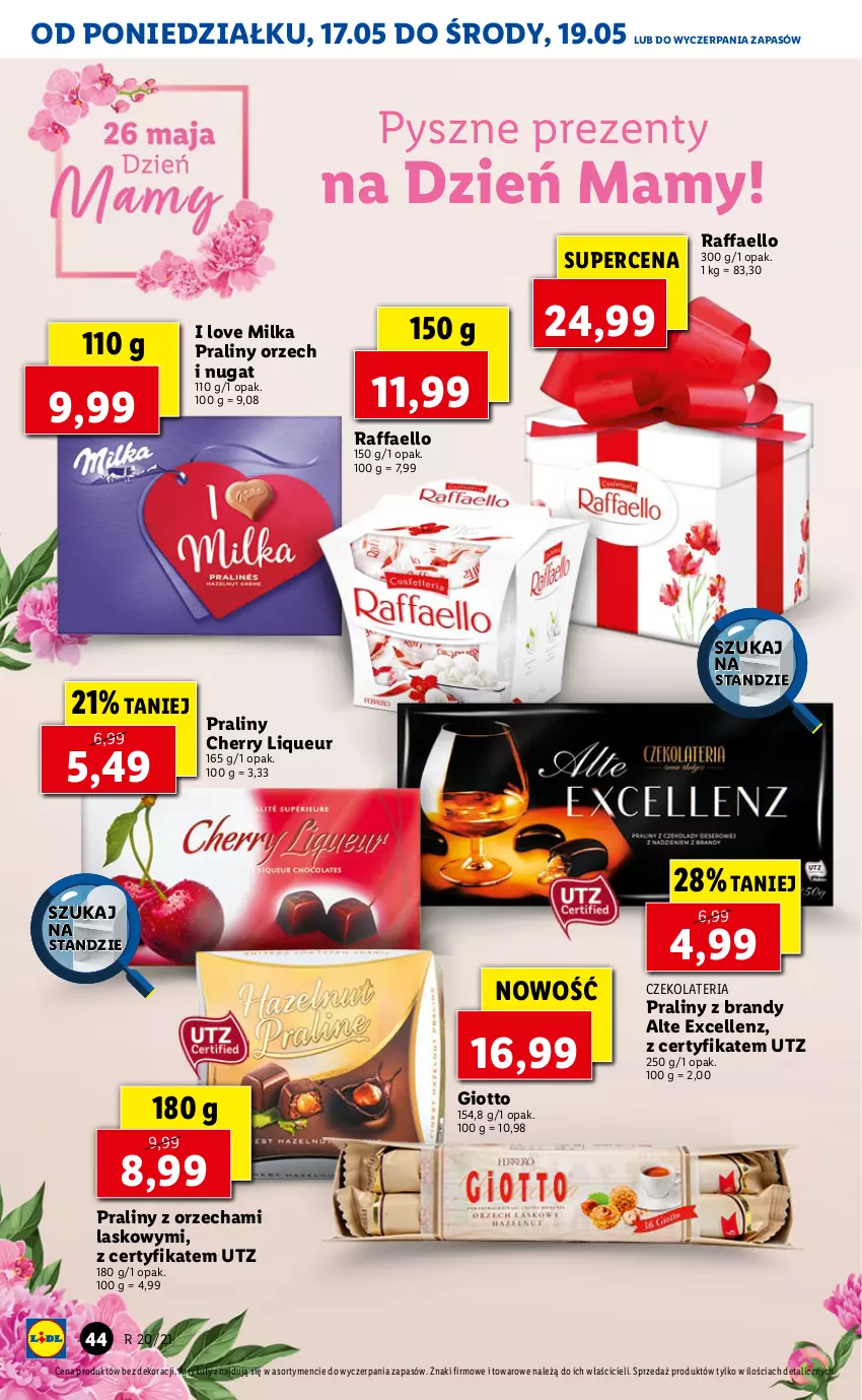 Gazetka promocyjna Lidl - GAZETKA - ważna 17.05 do 19.05.2021 - strona 44 - produkty: Brandy, Fa, Milka, Praliny, Raffaello