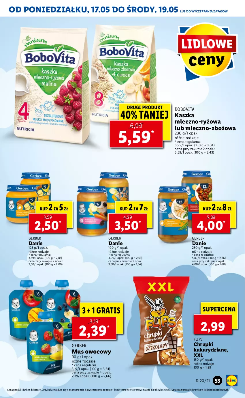 Gazetka promocyjna Lidl - GAZETKA - ważna 17.05 do 19.05.2021 - strona 53 - produkty: BoboVita, Chrupki, Gerber, Gra, Mus, Ryż