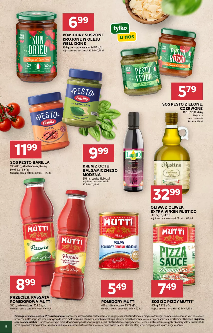 Gazetka promocyjna Stokrotka - Włochy od kuchni - ważna 16.04 do 06.05.2026 - strona 3 - produkty: Barilla, Gin, Mięso, Olej, Oliwa, Oliwa z oliwek, Optima, Owoce, Pesto, Pomidory, Rust, Sos, Sos do pizzy, Warzywa