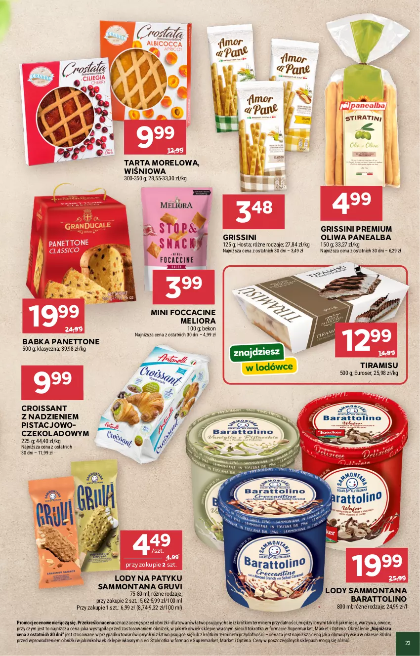 Gazetka promocyjna Stokrotka - Włochy od kuchni - ważna 16.04 do 06.05.2026 - strona 8 - produkty: Babka, Beko, Croissant, Grissini, Lody, Mięso, Oliwa, Optima, Owoce, Ser, Tarta, Warzywa