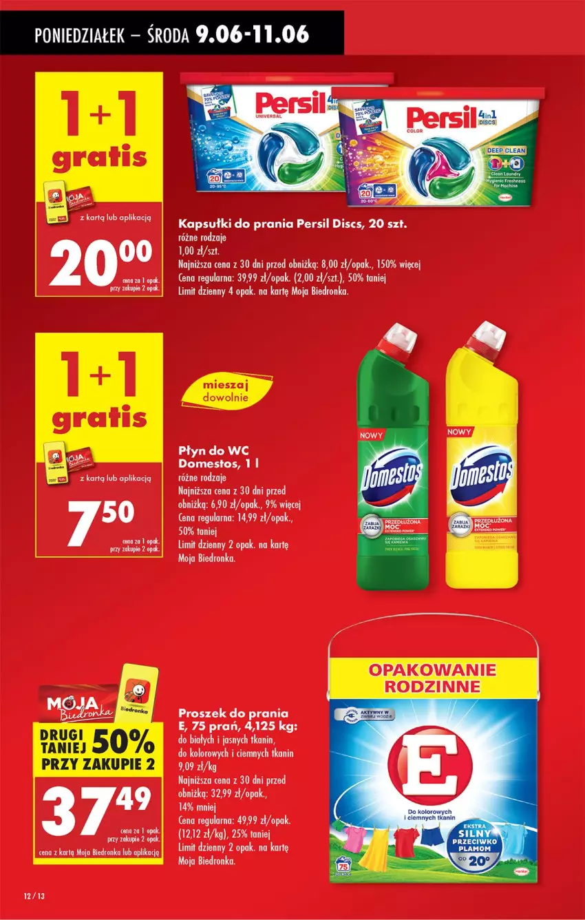 Gazetka promocyjna Biedronka - Od Poniedziałku - ważna 09.06 do 14.06.2025 - strona 12 - produkty: Domestos, Kapsułki do prania, Persil, Płyn do wc, Proszek do prania