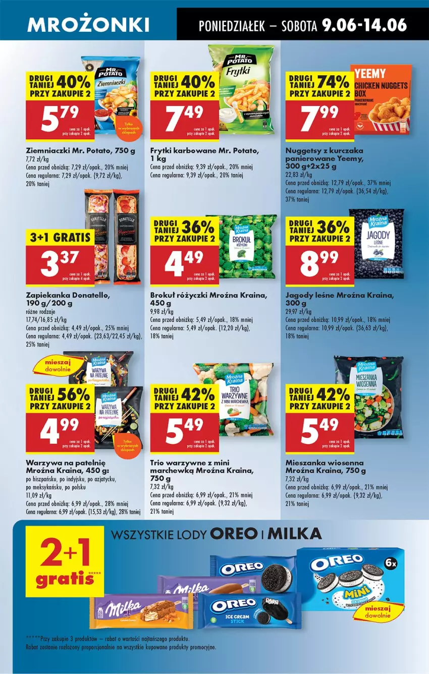 Gazetka promocyjna Biedronka - Od Poniedziałku - ważna 09.06 do 14.06.2025 - strona 37 - produkty: Fa, Frytki, Jagody, Kurczak, Lody, Milka, Oreo, Por, Warzywa, Zapiekanka