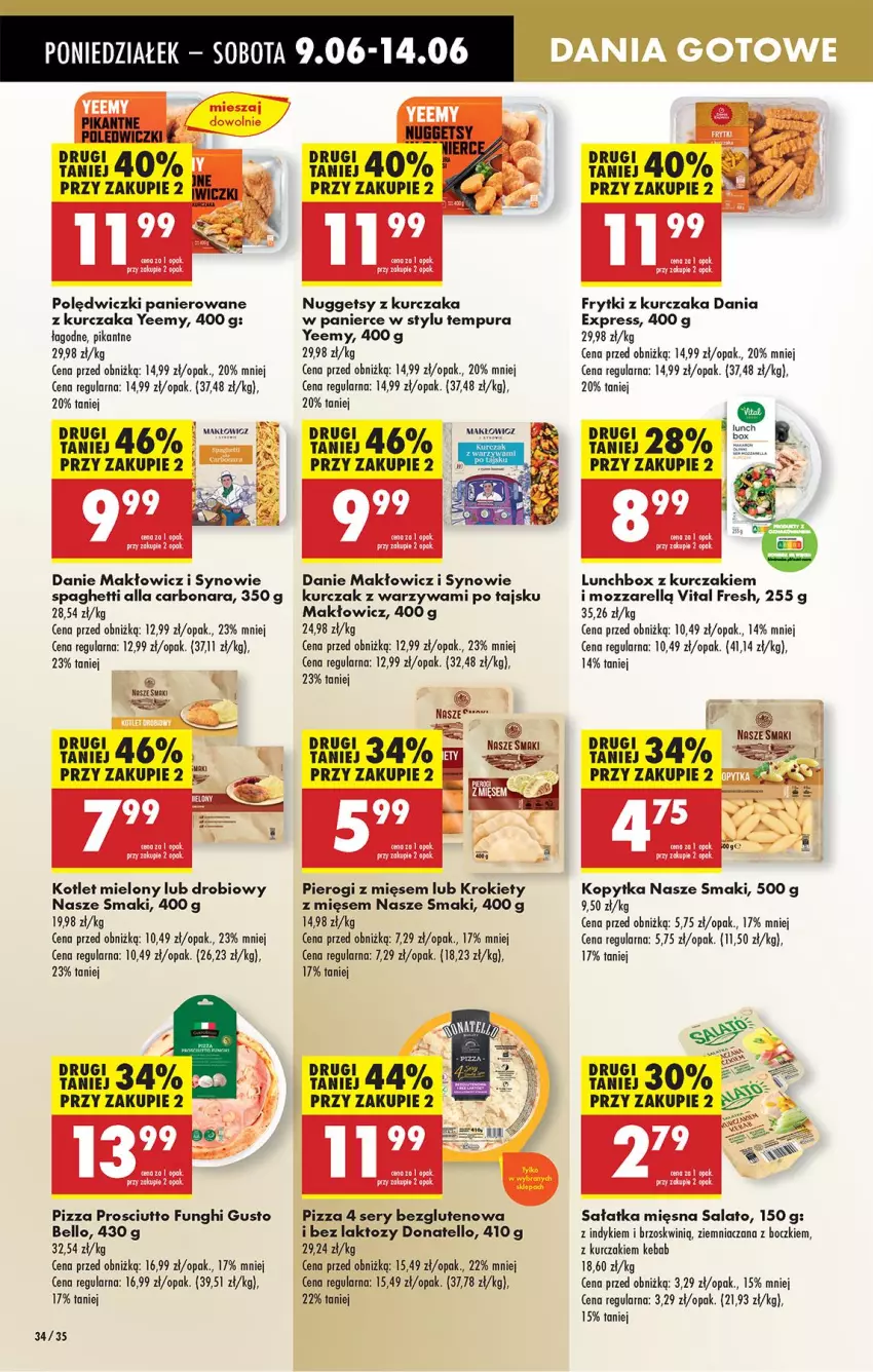 Gazetka promocyjna Biedronka - Od Poniedziałku - ważna 09.06 do 14.06.2025 - strona 38 - produkty: Bell, Fa, Frytki, Kebab, Kopytka, Kotlet, Krokiety, Kurczak, Leon, Pierogi, Pizza, Polędwiczki panierowane, Prosciutto, Pur, Saga, Sałat, Sałatka, Ser, Spaghetti, Warzywa