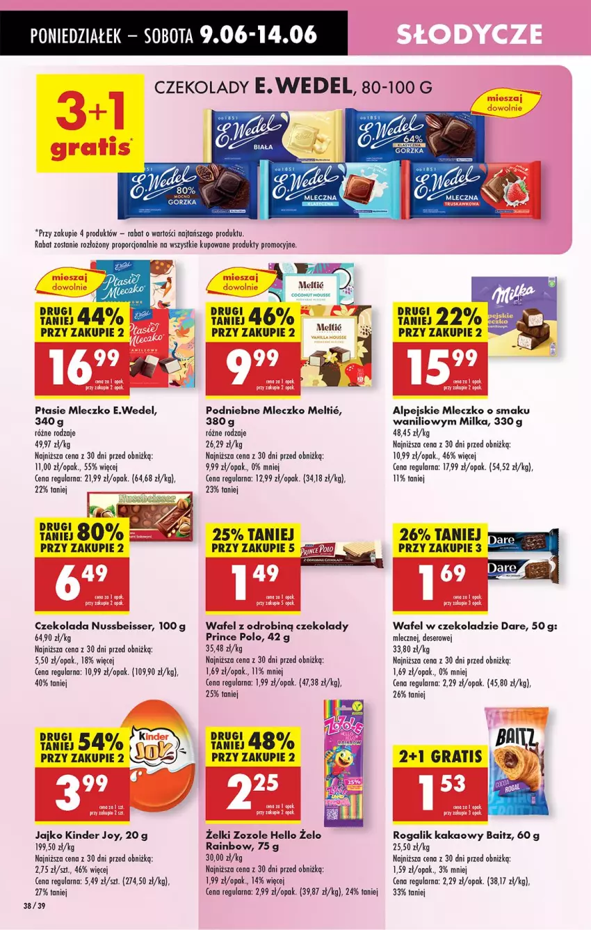 Gazetka promocyjna Biedronka - Od Poniedziałku - ważna 09.06 do 14.06.2025 - strona 42 - produkty: Czekolada, Deser, E. Wedel, Gra, K2, Kakao, Kinder, Milka, Mleczko, Por, Prince Polo, Ptasie mleczko, Rogal, Ser