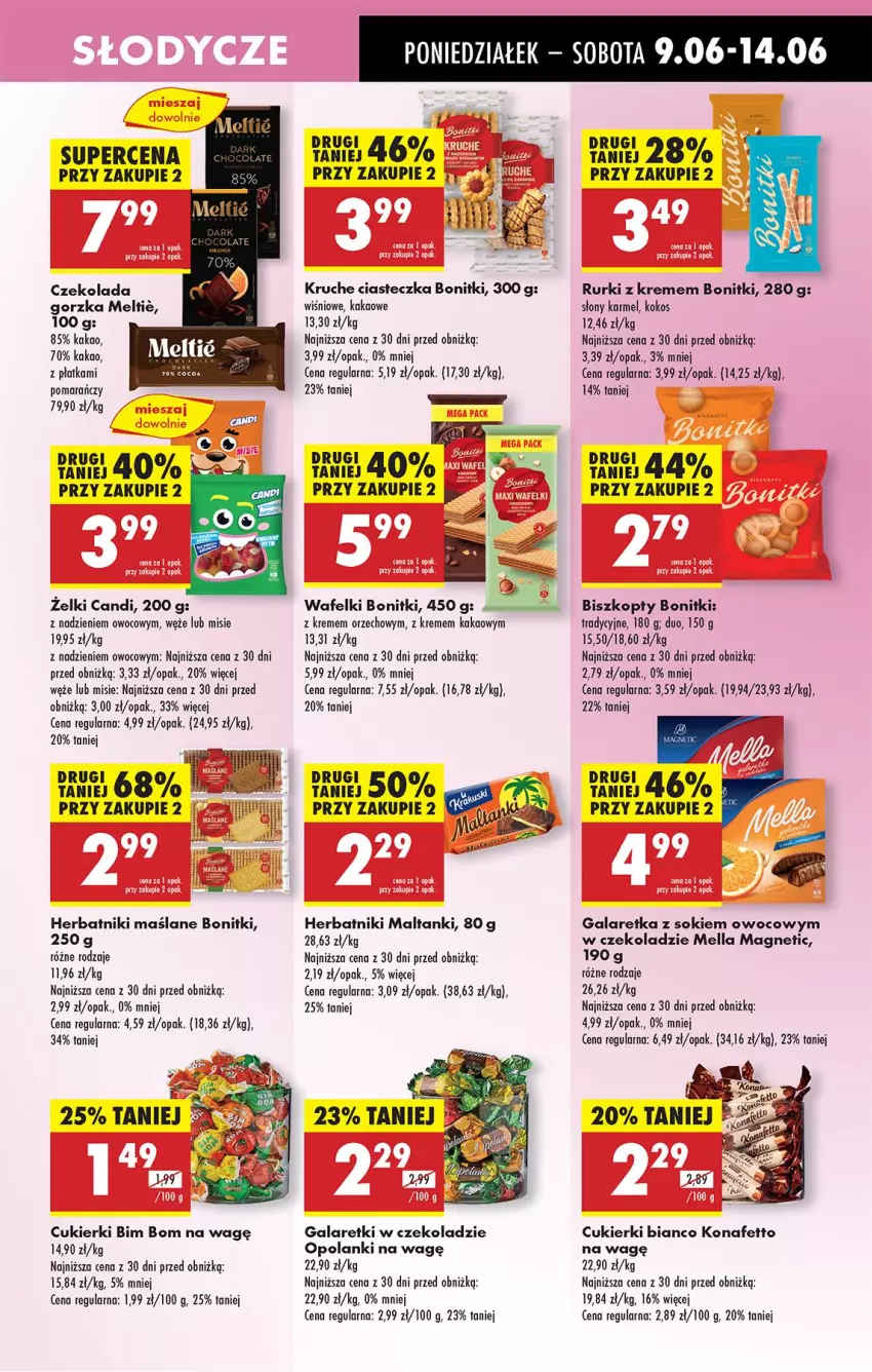 Gazetka promocyjna Biedronka - Od Poniedziałku - ważna 09.06 do 14.06.2025 - strona 43 - produkty: Biszkopty, Bonitki, Cukier, Cukierki, Czekolada, Czekolada gorzka, Gala, Galaretka, Galaretki, Herbatniki, Kakao, Kokos, Lanki, Rurki, Sok