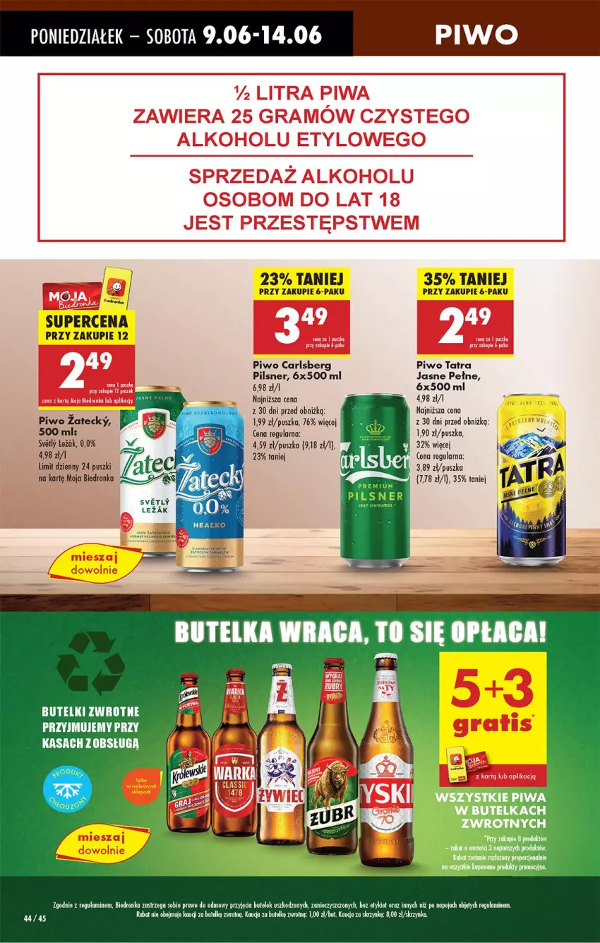 Gazetka promocyjna Biedronka - Od Poniedziałku - ważna 09.06 do 14.06.2025 - strona 48 - produkty: Carlsberg, Fa, Piwo, Tatra, Top