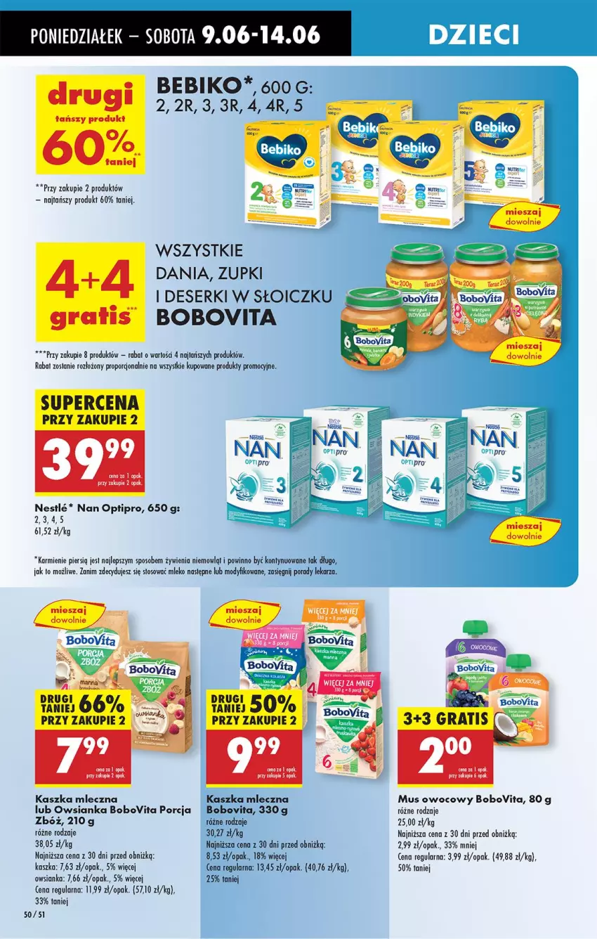 Gazetka promocyjna Biedronka - Od Poniedziałku - ważna 09.06 do 14.06.2025 - strona 54 - produkty: Bebiko, BoboVita, Deser, Fa, Gra, Karmi, Mleko, Mus, NAN Optipro, O nas, Owsianka, Por, Ser