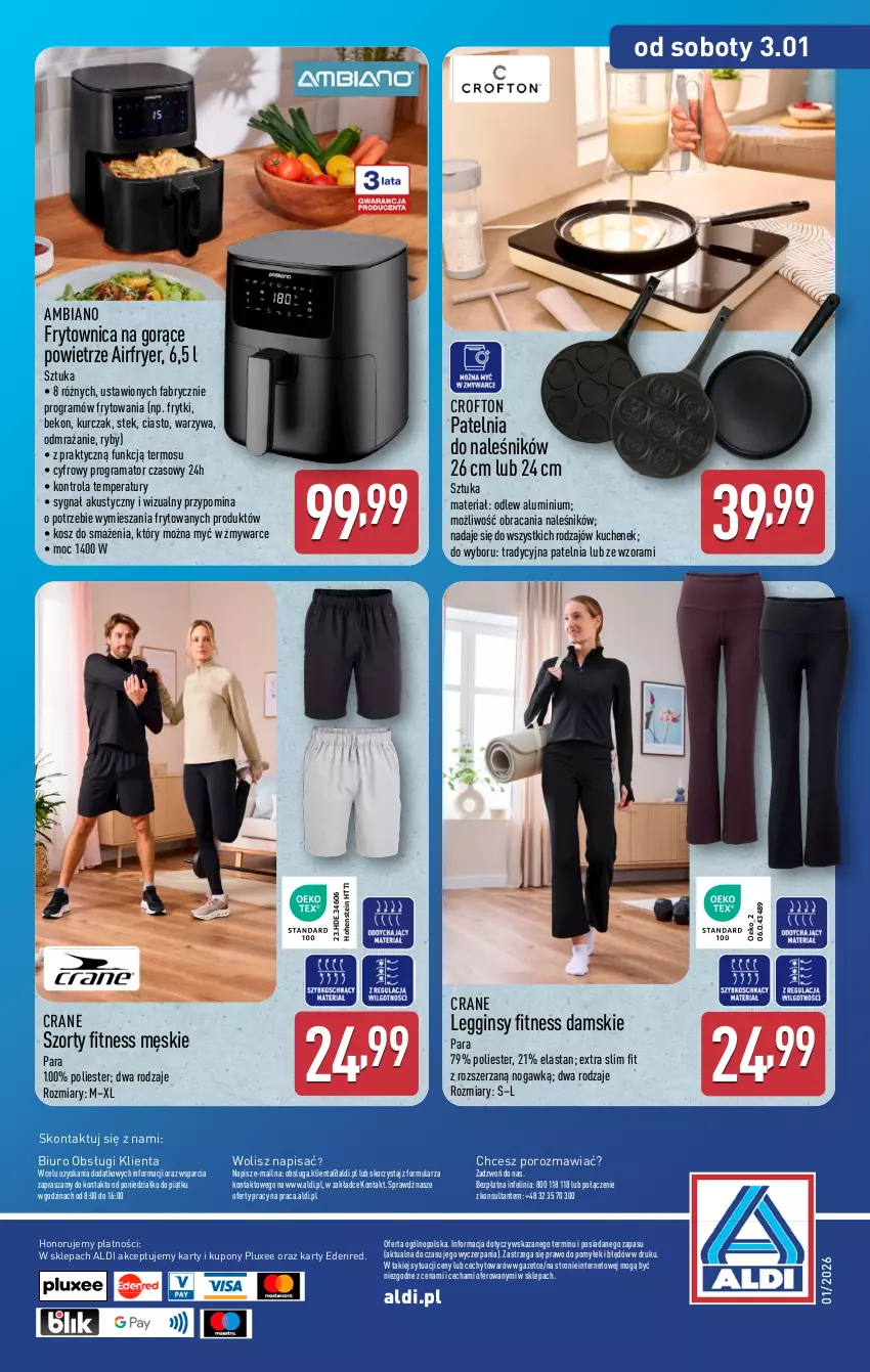 Gazetka promocyjna Aldi - Artykuły przemysłowe i tekstylia - ważna 29.12.2025 do 03.01.2026 - strona 12 - produkty: Beko, Biuro, Fa, Frytki, Gin, Gra, Kosz, Kurczak, Legginsy, O nas, Patelnia, Por, Rama, Stek, Szorty, Termos, Warzywa