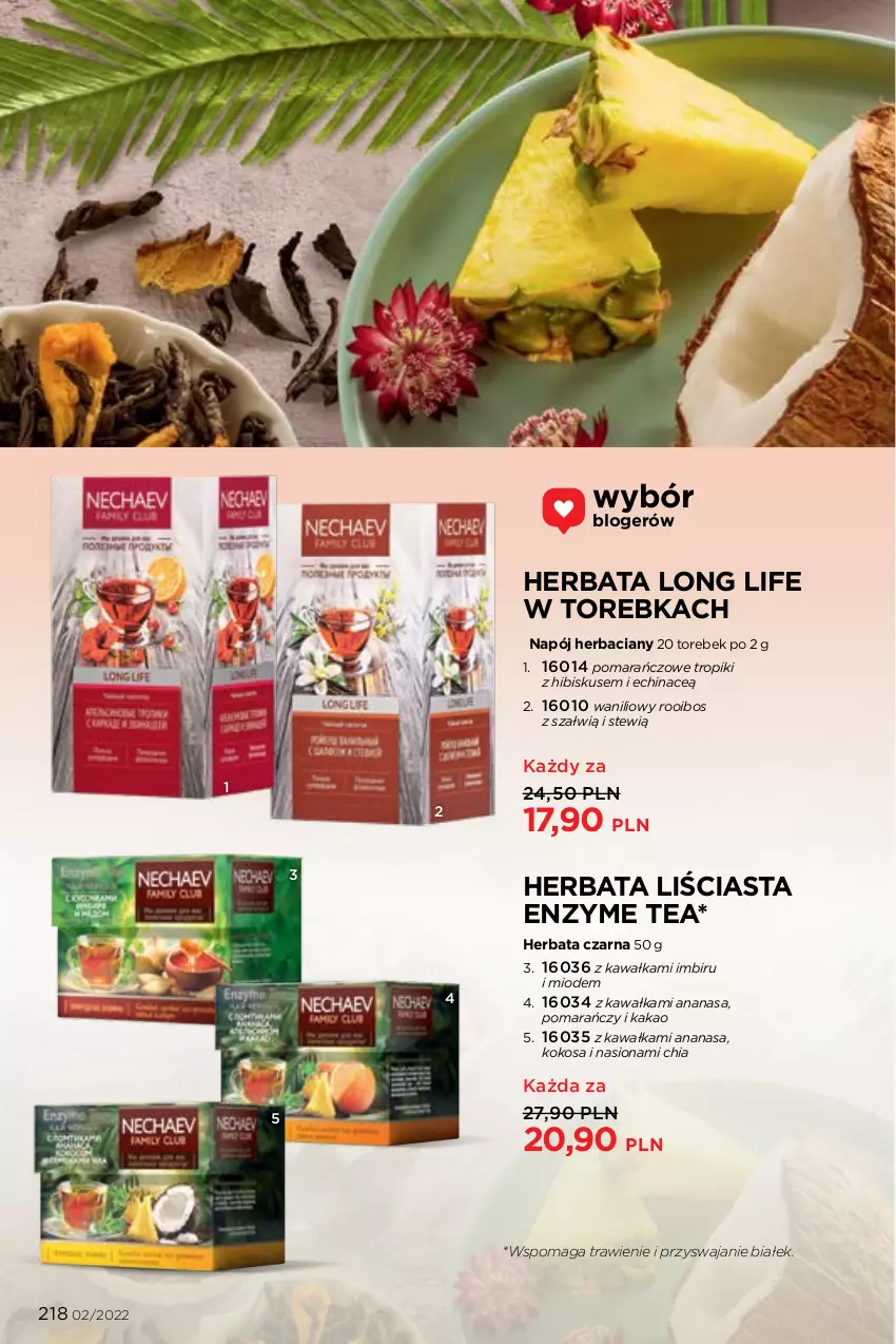 Gazetka promocyjna Faberlic - ważna 17.01 do 06.02.2022 - strona 218 - produkty: Ananas, Chia, Herbata, Herbata czarna, Hibiskus, Imbir, Kakao, Kawa, Kokos, Napój, Torebka