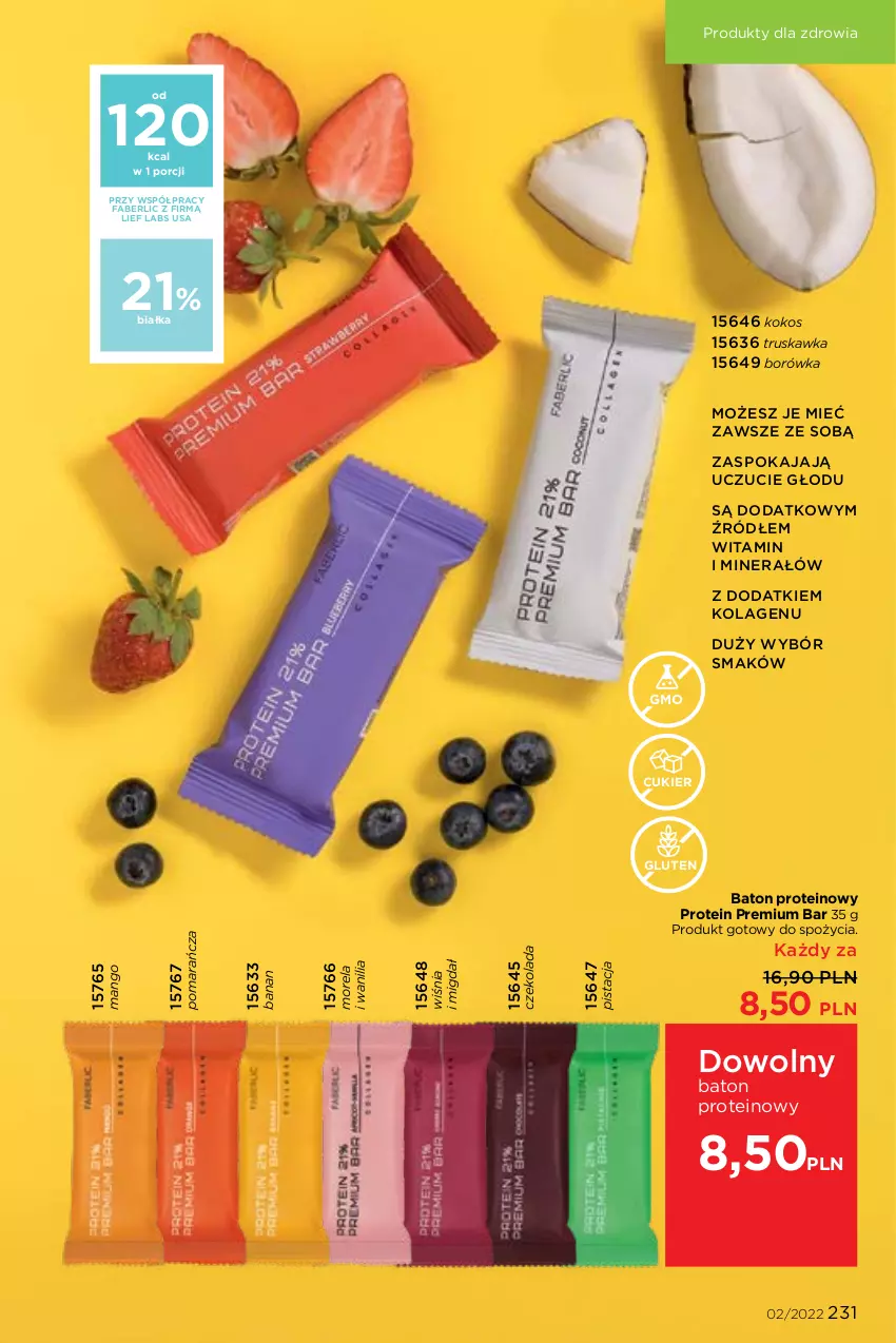 Gazetka promocyjna Faberlic - ważna 17.01 do 06.02.2022 - strona 231 - produkty: Baton, Borówka, Cukier, Czekolada, Fa, Kokos, Kolagen, Mango, Morela, Por