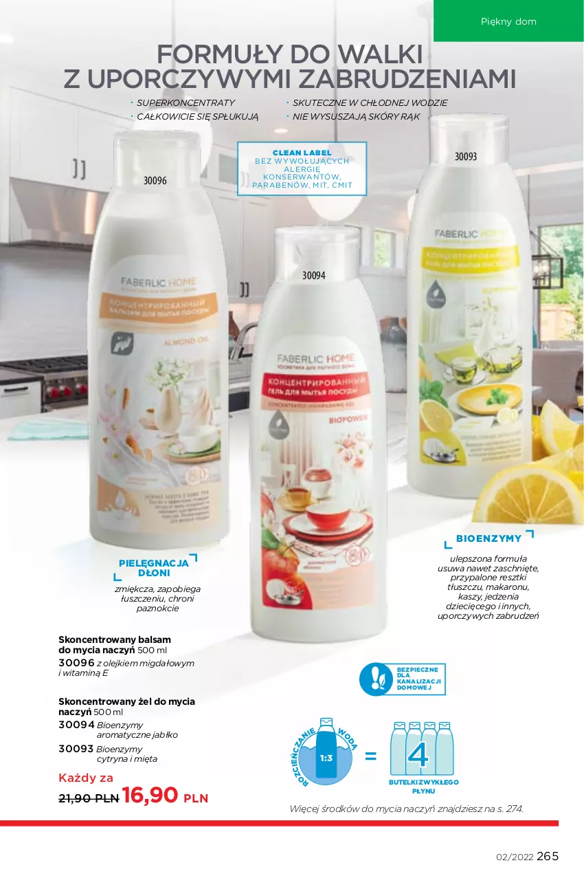 Gazetka promocyjna Faberlic - ważna 17.01 do 06.02.2022 - strona 265 - produkty: Balsam do mycia naczyń, Do mycia naczyń, Dzieci, Makaron, Mięta, Olej, Piec, Por, Ser