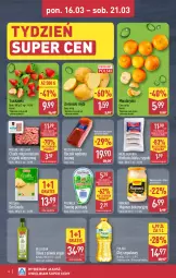 Gazetka promocyjna Aldi - Oferta weekendowa - Gazetka - ważna od 21.03 do 21.03.2026 - strona 4 - produkty: Mandarynki, Majonez, Mięso mielone z szynki, Mięso mielone, Ser, Gin, Gra, Twaróg, Piątnica, Bell, Truskawki, Winiary, Mięsne specjały, Ziemniaki, Boczek, Twaróg półtłusty, Olej rzepakowy, Oliwa z oliwek, Kiełbasa biała, Bella, Gouda, Olej, Kiełbasa, Mięso, Oliwa