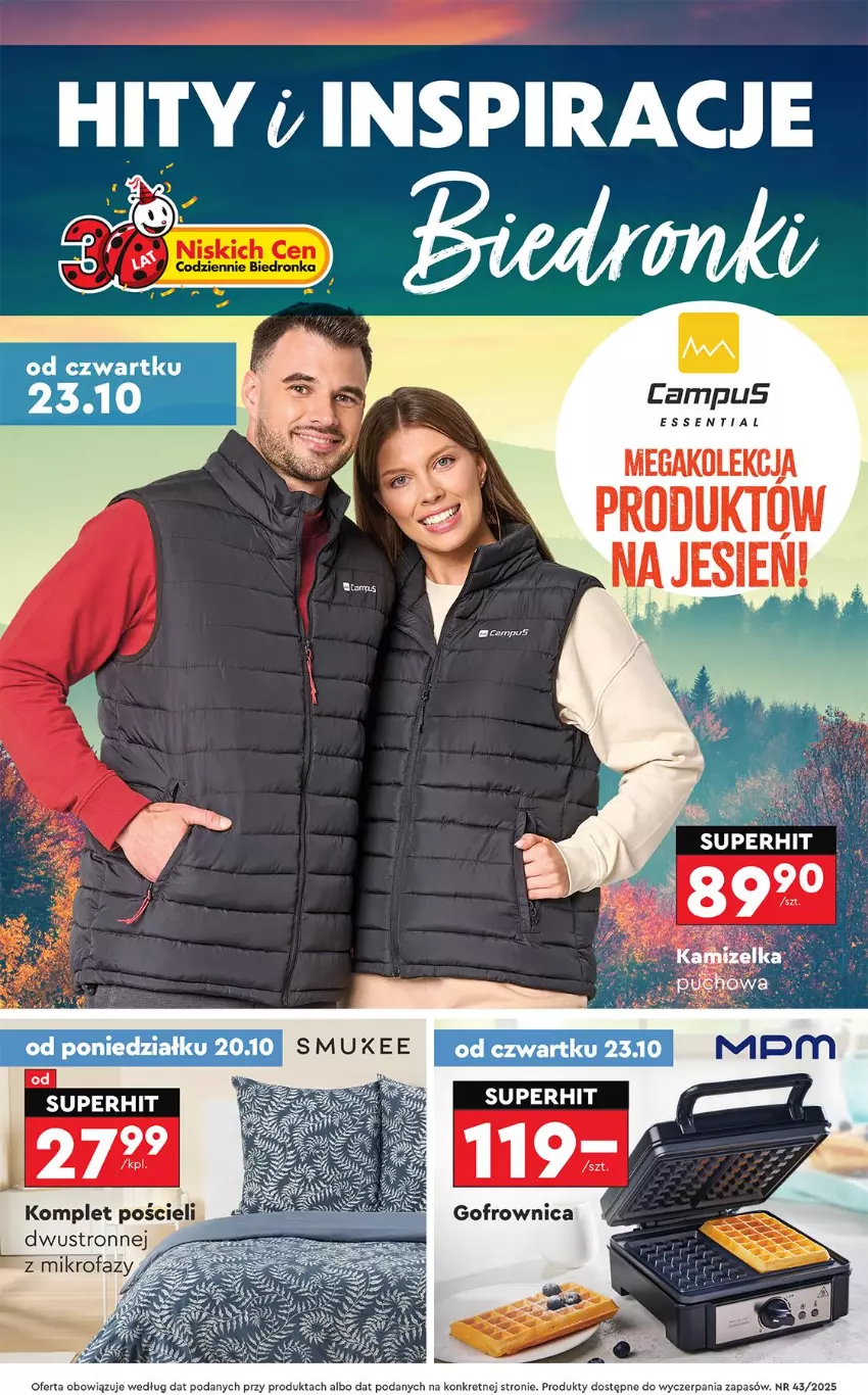 Gazetka promocyjna Biedronka - Okazje Tygodnia - ważna 20.10 do 01.11.2025 - strona 1 - produkty: Fa, Gofrownica, Komplet pościeli, Kret, Pościel