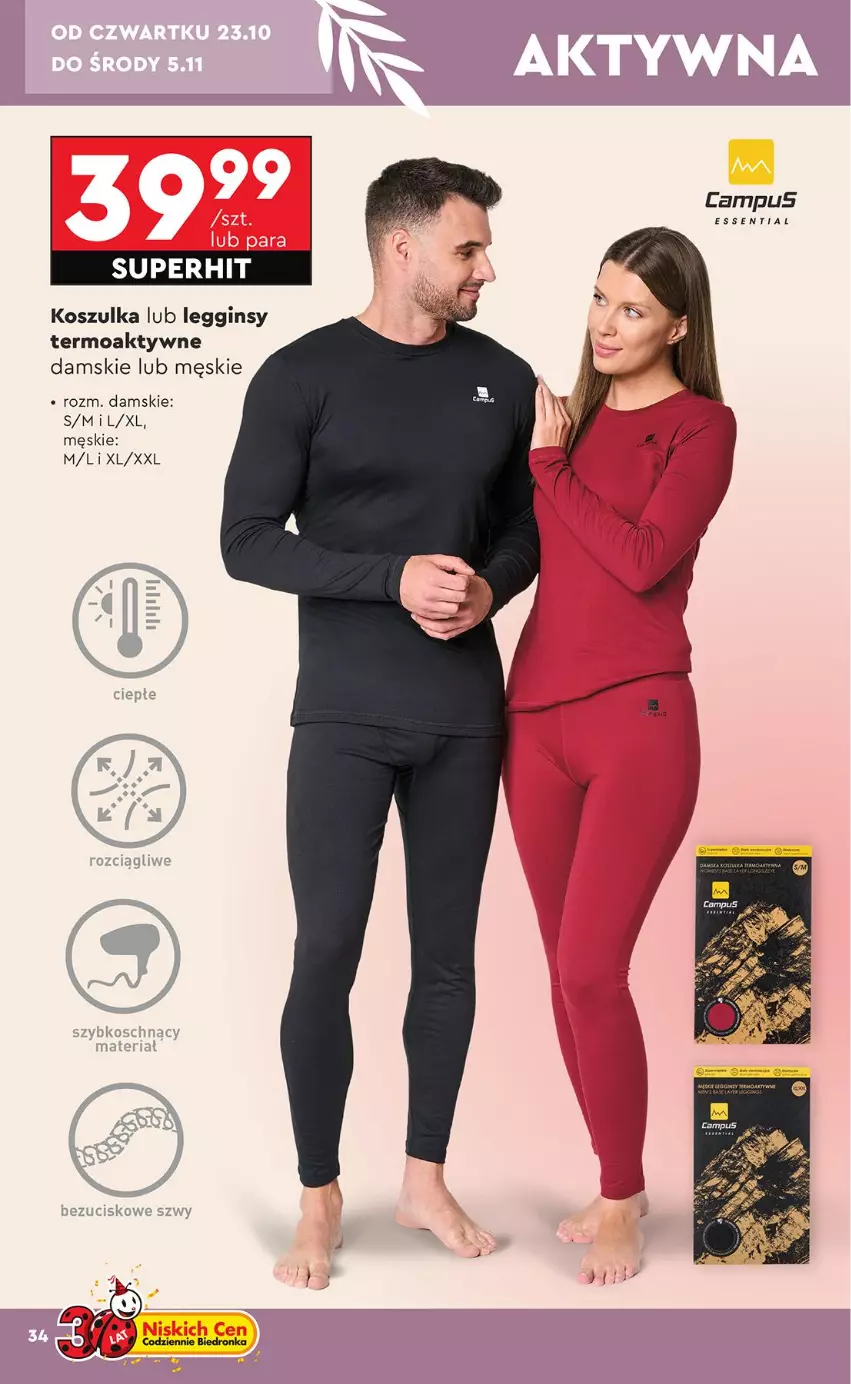 Gazetka promocyjna Biedronka - Okazje Tygodnia - ważna 20.10 do 01.11.2025 - strona 34 - produkty: Gin, Kosz, Koszulka, Legginsy
