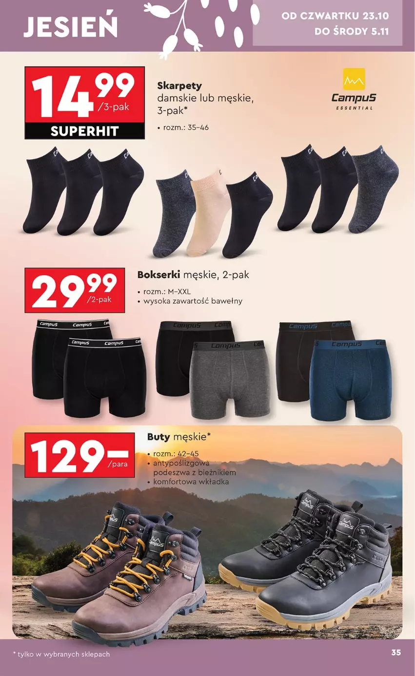 Gazetka promocyjna Biedronka - Okazje Tygodnia - ważna 20.10 do 01.11.2025 - strona 35 - produkty: Bokserki, Buty, Karp, Ser, Sok