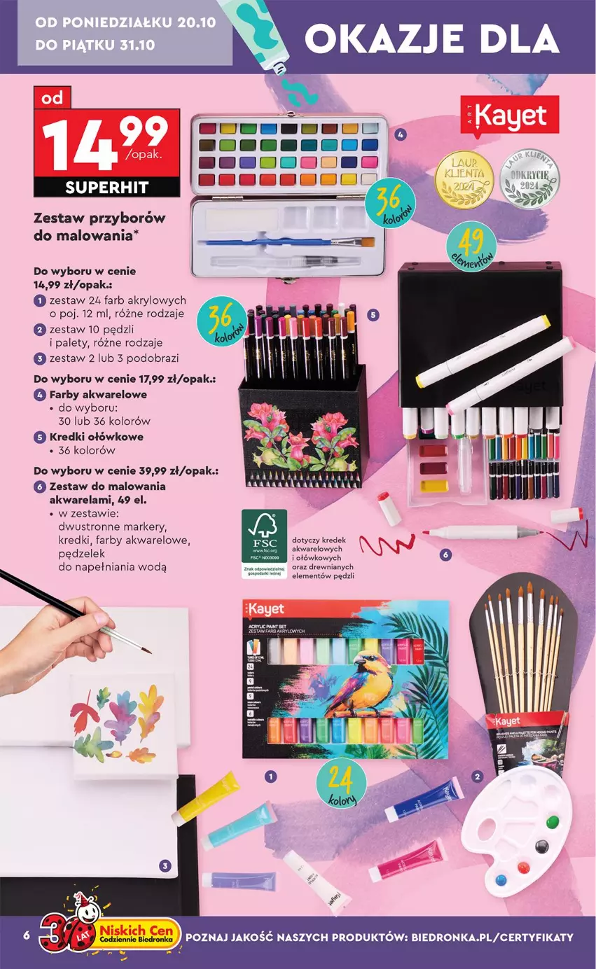 Gazetka promocyjna Biedronka - Okazje Tygodnia - ważna 20.10 do 01.11.2025 - strona 6 - produkty: Fa, Marker, Obraz, Zestaw do malowania