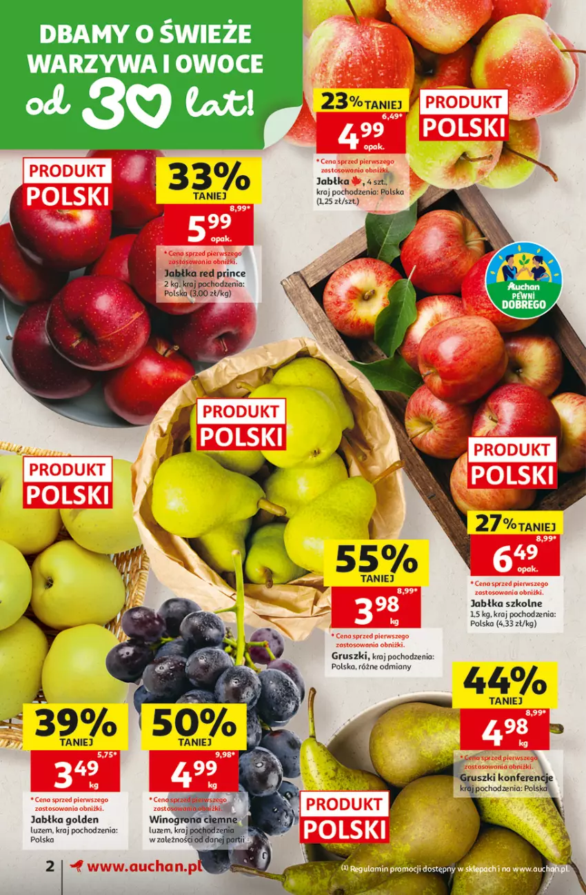 Gazetka promocyjna Auchan - 30 Lat Supermarket - ważna 08.10 do 14.10.2026 - strona 2 - produkty: Gruszki, Jabłka, Owoce, Warzywa, Warzywa i owoce, Wino