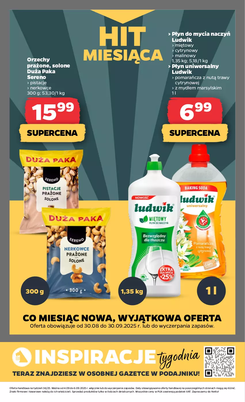 Gazetka promocyjna Netto - Od Czwartku - ważna 04.09 do 06.09.2025 - strona 16 - produkty: Do mycia naczyń, Ludwik, Mars, Pistacje, Płyn do mycia, Płyn do mycia naczyń, Ser, Tera