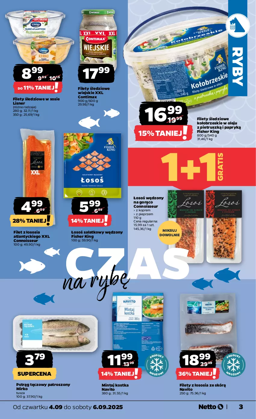 Gazetka promocyjna Netto - Od Czwartku - ważna 04.09 do 06.09.2025 - strona 3 - produkty: Gra, Lisner, Mintaj, Olej, Pieprz, Pstrąg, Pstrąg tęczowy, Sałat, Sos, Tusz