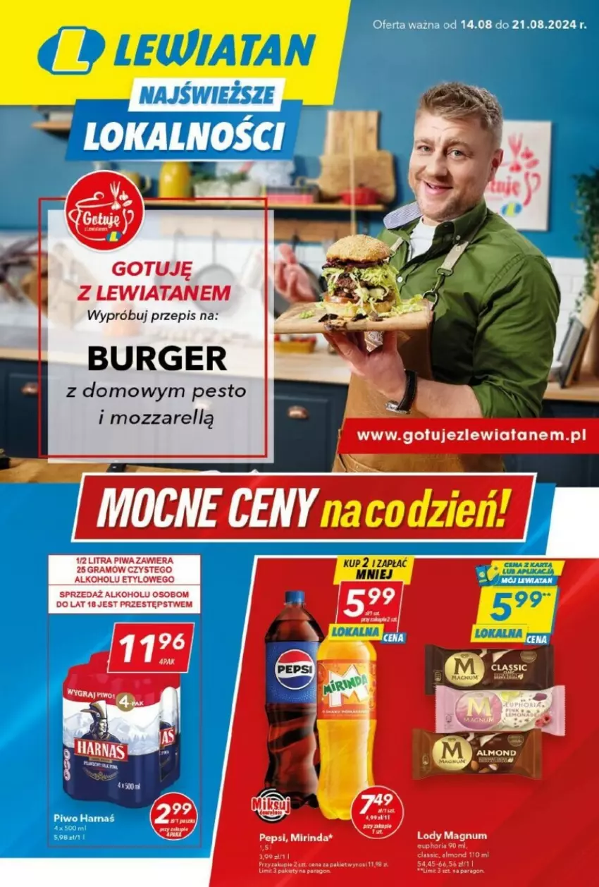 Gazetka promocyjna Lewiatan - ważna 14.08 do 21.08.2024 - strona 1 - produkty: Burger, Pesto