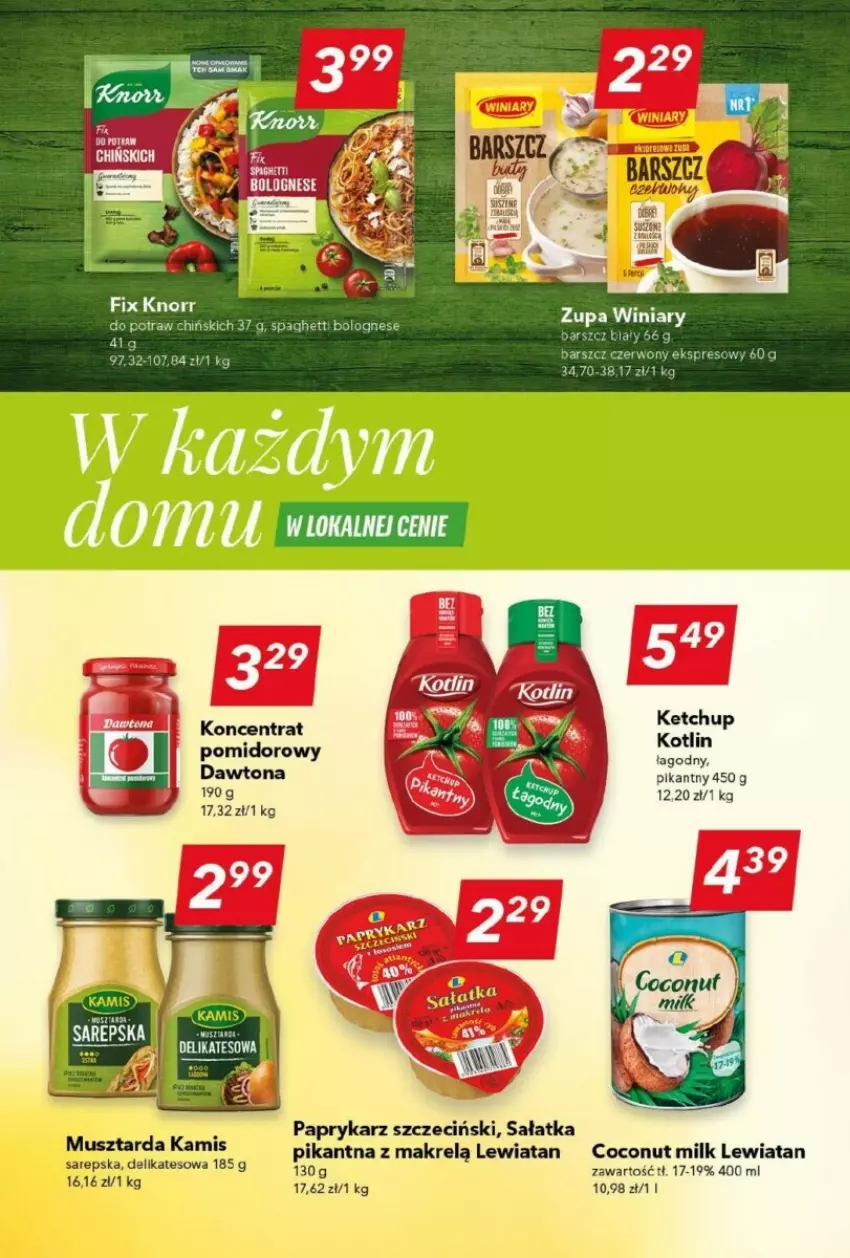 Gazetka promocyjna Lewiatan - ważna 14.08 do 21.08.2024 - strona 7 - produkty: Dawtona, Kamis, Knorr, Kotlin, Makrelą, Mus, Musztarda, Papryka, Paprykarz, Paprykarz szczeciński, Sałat, Sałatka