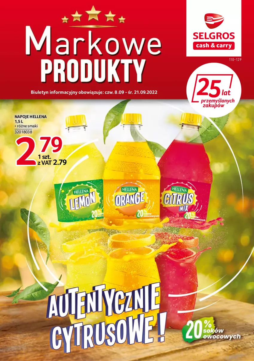 Gazetka promocyjna Selgros - Katalog Markowe Produkty - ważna 21.07 do 09.10.2022 - strona 1 - produkty: Hellena, Napoje