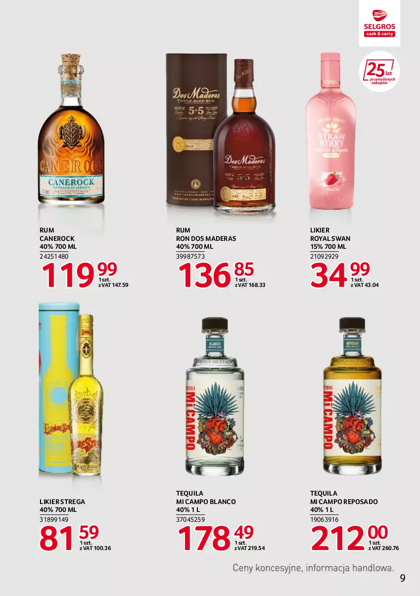 Gazetka promocyjna Selgros - Katalog Markowe Produkty - ważna 21.07 do 09.10.2022 - strona 9 - produkty: Likier, Rum, Tequila